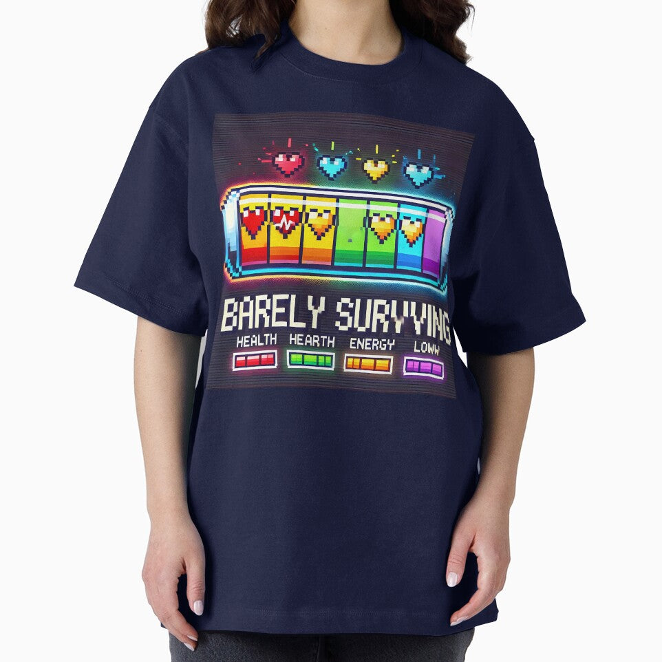 Barely Surviving - Pixel Life Bar Design by Psychacharm T-Shirts, Hoodie, Sweatshirt | BlankRebels.com (Image 2)