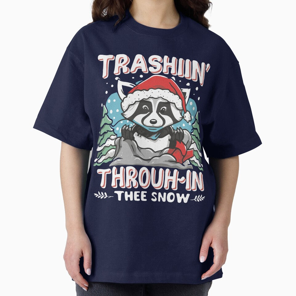 Trashin Through The Snow Xmas Raccoon Santa hat Trash Panda T-Shirt by MizoX7 Hoodie, Sweatshirt | BlankRebels.com (Image 2)
