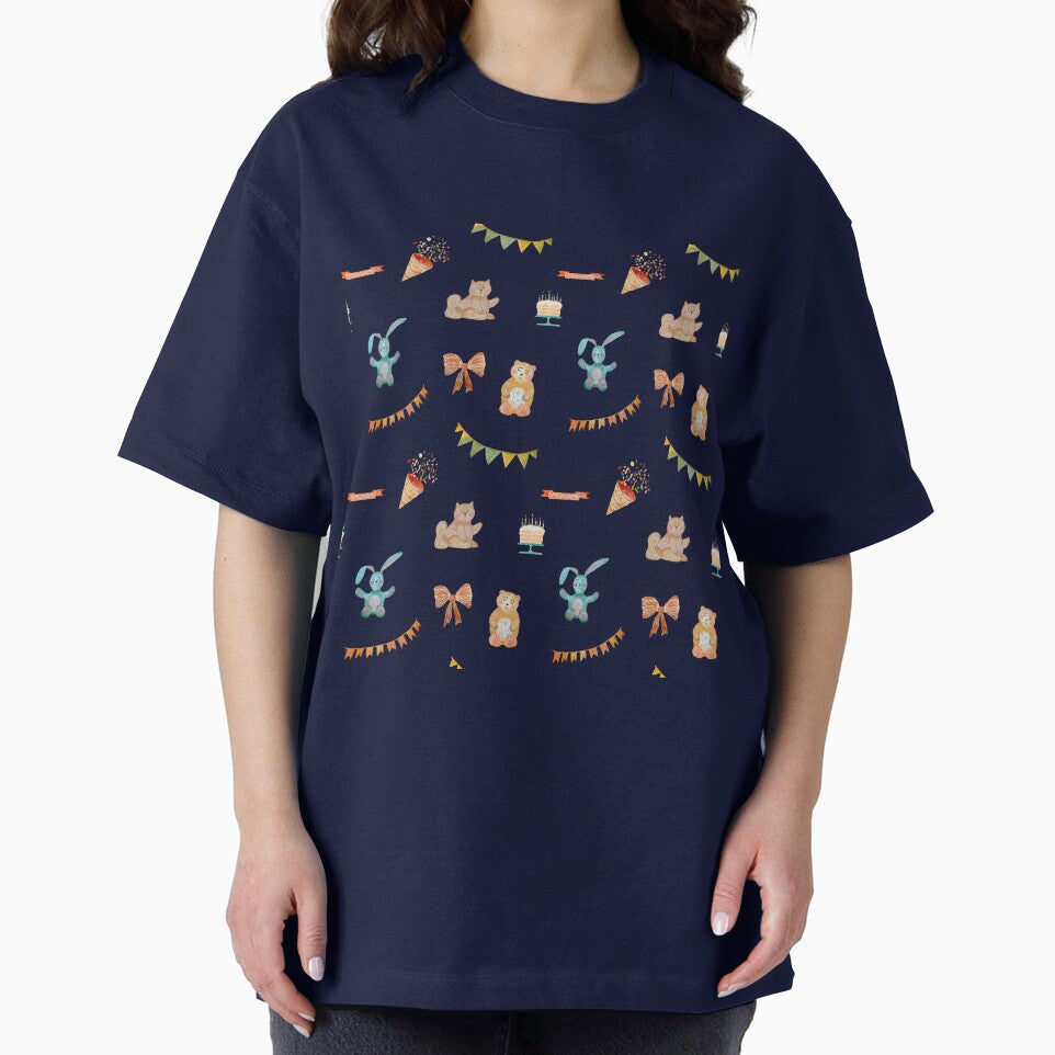 Happy birthday cake cat flower pattern watercolor blue by Yana Mustafina | Boho Soulful Designs T-Shirts,... (Image 2)