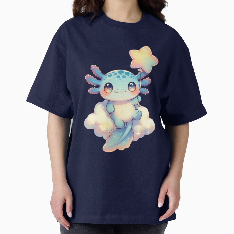 Kawaii Baby Axolotl Cloud Magic Star Balloon Cute Animal by GrumpySableye T-Shirts, Hoodie, Sweatshirt (Image 2)
