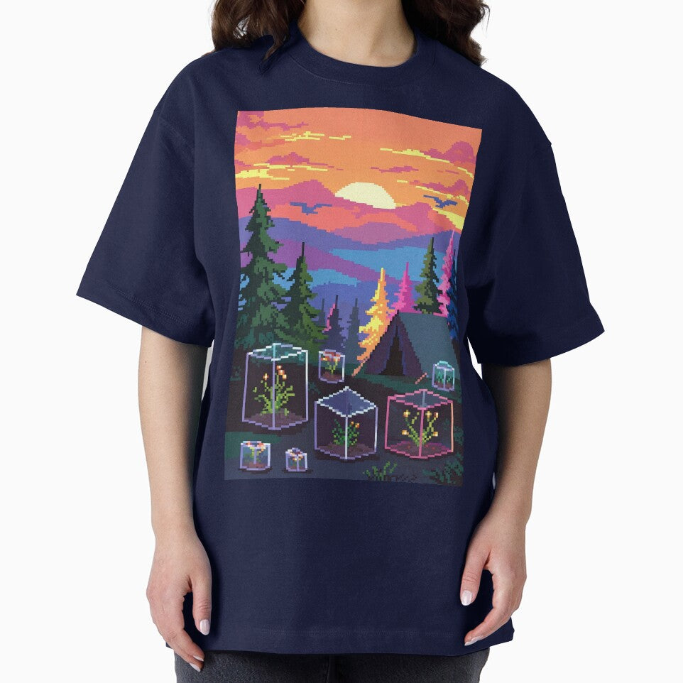 Retro Pixel Sunset Camp with Mini Terrariums by LuxeBuzz T-Shirts, Hoodie, Sweatshirt | BlankRebels.com (Image 2)