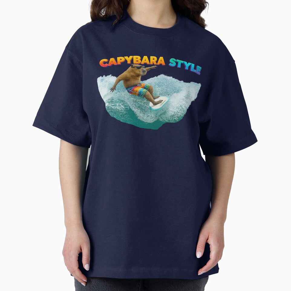 Capybara Surfing Style – Fun and Colorful Beach Design of a Capybara by G-A-D-U T-Shirts, Hoodie, Sweatshirt (Image 2)