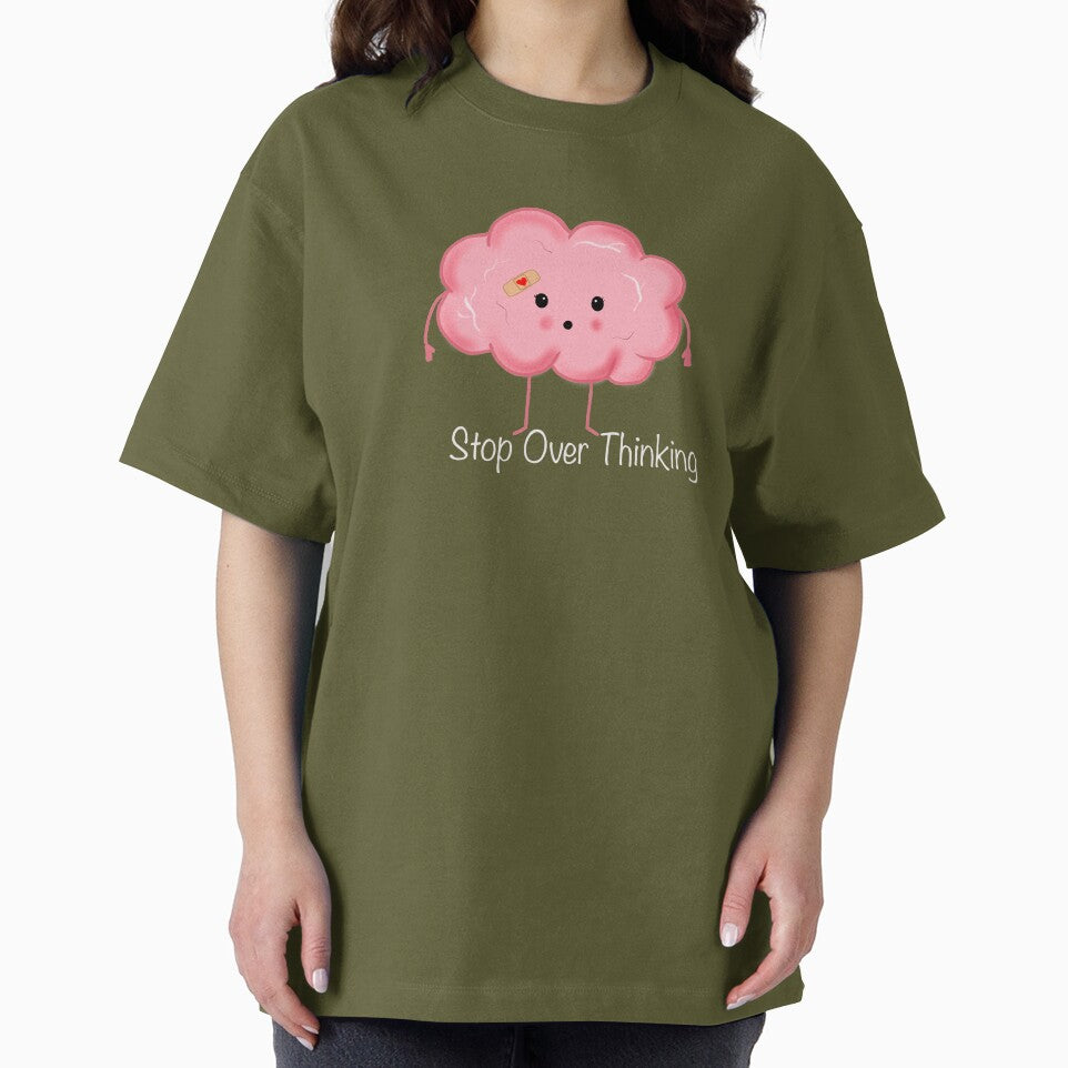 Stop Over Thinking Brain with White Lettering by KangarooTales T-Shirts, Hoodie, Sweatshirt | BlankRebels.com (Image 2)