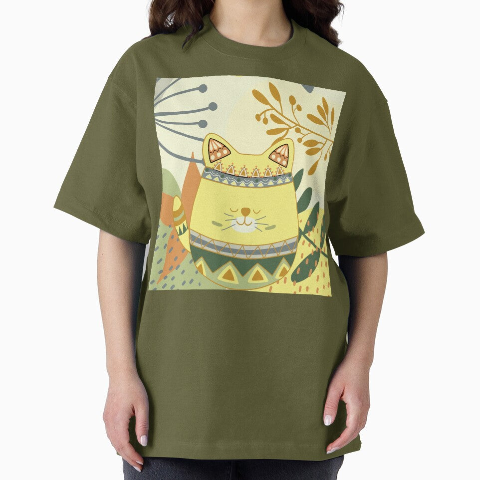Chubby Boho Kitty Cat with a Chic Boho Background (Yellow Kitty Version) by JoyOfHopeStore T-Shirts, Hoodie,... (Image 2)