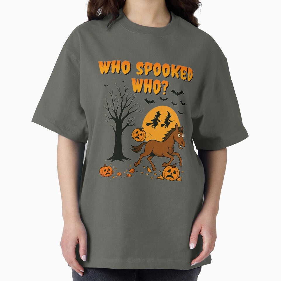 Who Spooked Who? – Halloween Spooky Horse & Pumpkin Graphic Gift, Funny Wild West Equestrian by MagicShop3000... (Image 2)