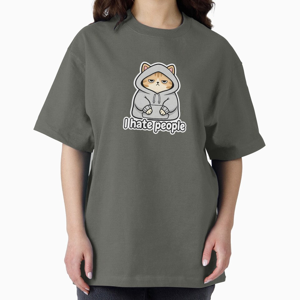 Grumpy Hoodie Cat - I Hate People | Introverted Sarcasm Cat by Fuechse T-Shirts, Sweatshirt | BlankRebels.com (Image 2)