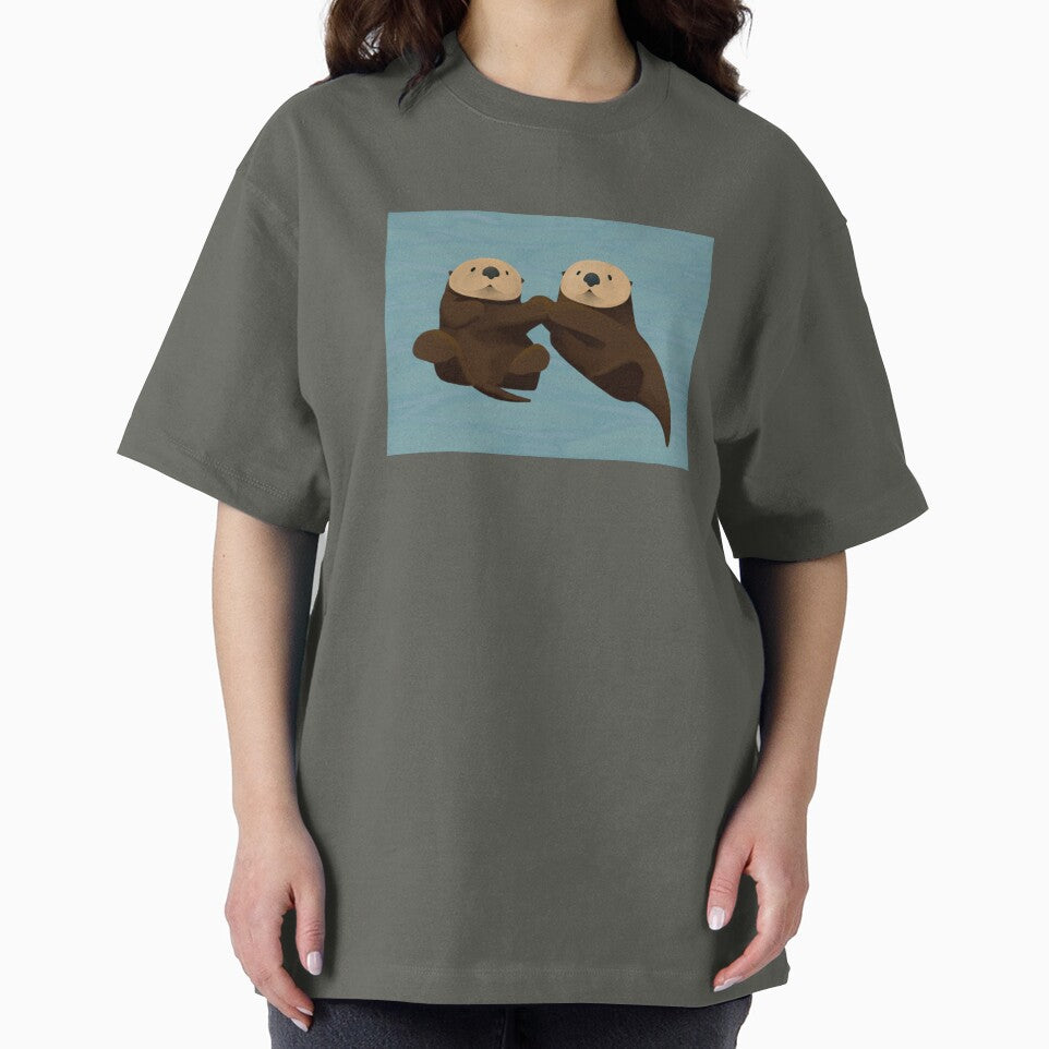 Sweet Sea Otters holding hands (with complete background) by Sage8 T-Shirts, Hoodie, Sweatshirt | BlankRebels.com (Image 2)