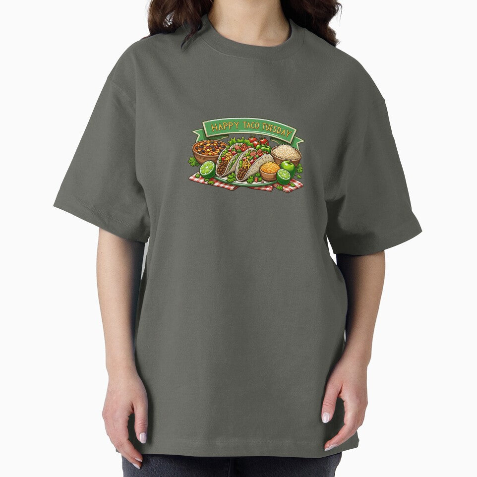 Happy Taco Tuesday with Green Banner and Yellow Text by nikkolaus