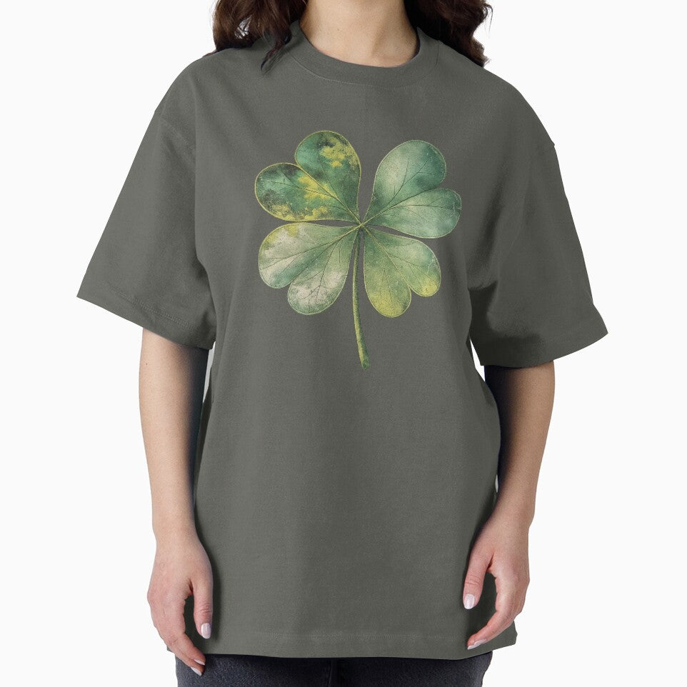 Vintage Distressed Four Leaf Clover – Archival Botanical Streetwear Graphic by IndieQuill T-Shirts, Hoodie,... (Image 2)