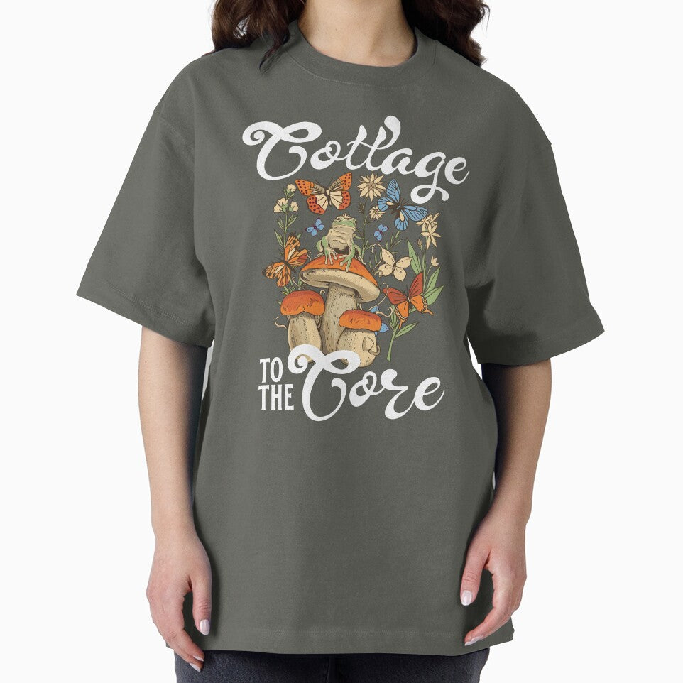 Cottage core aesthetics with frog, mushroom and floral print design. Modern old world charm depicted in... (Image 2)