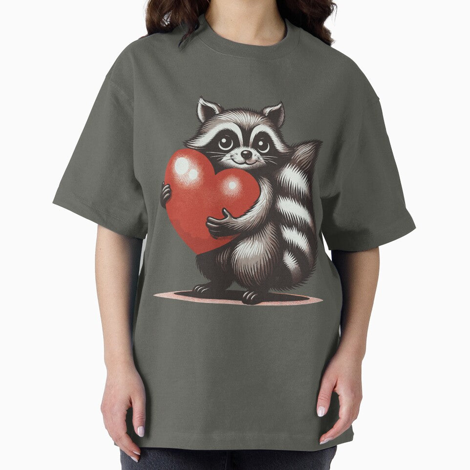 Valentines Day Raccoon Trash Panda Heart Vintage Retro by WildPalette-Art T-Shirts, Hoodie, Sweatshirt (Image 2)