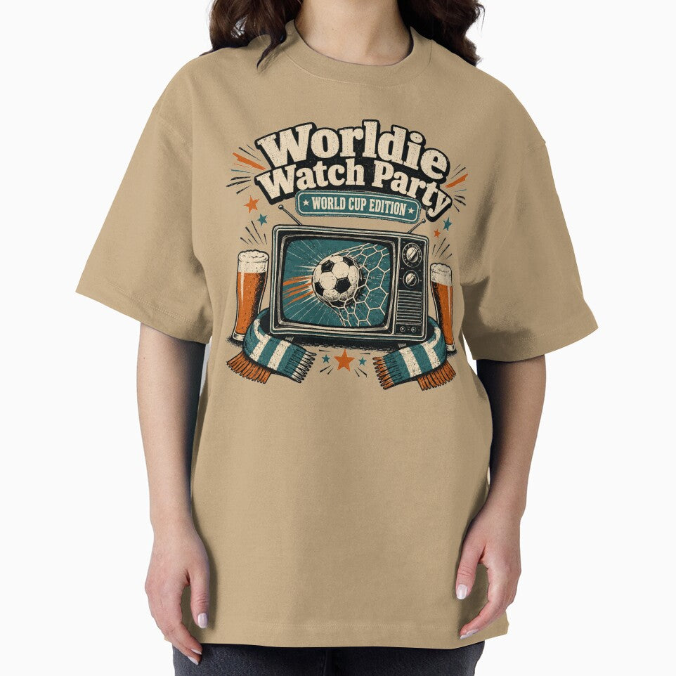 Worldie Watch Party Retro Soccer Pub Shirt  World Cup Edition Tee by POD DYNASTY | Original Print On Demand T-Shirt Graphics