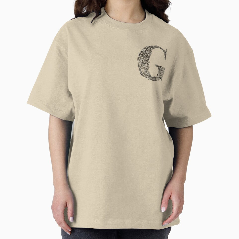 Botanical Letter G Floral Black and White by byLilyMarie T-Shirts, Hoodie, Sweatshirt | BlankRebels.com (Image 2)