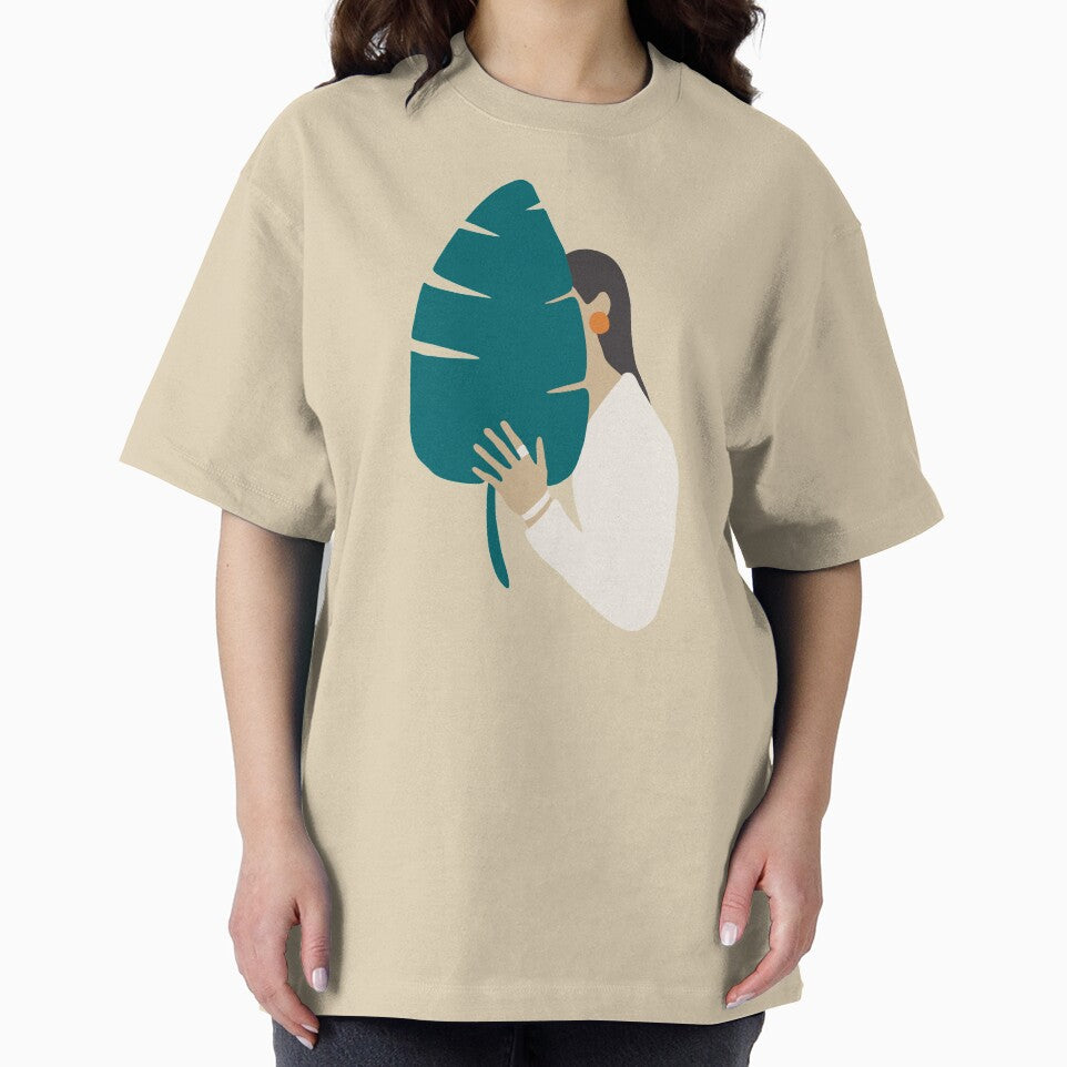 Brunette girl in white with tropical banana leaf by Nossikko T-Shirts, Hoodie, Sweatshirt | BlankRebels.com (Image 2)