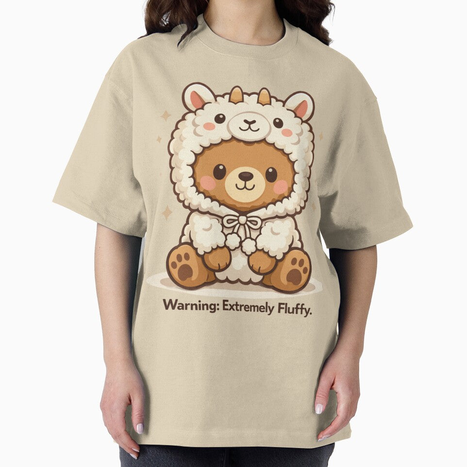 Bear in Alpaca Hoodie T-Shirt | Warning: Extremely Fluffy Cute Design by PremiereAA Sweatshirt | BlankRebels.com (Image 2)