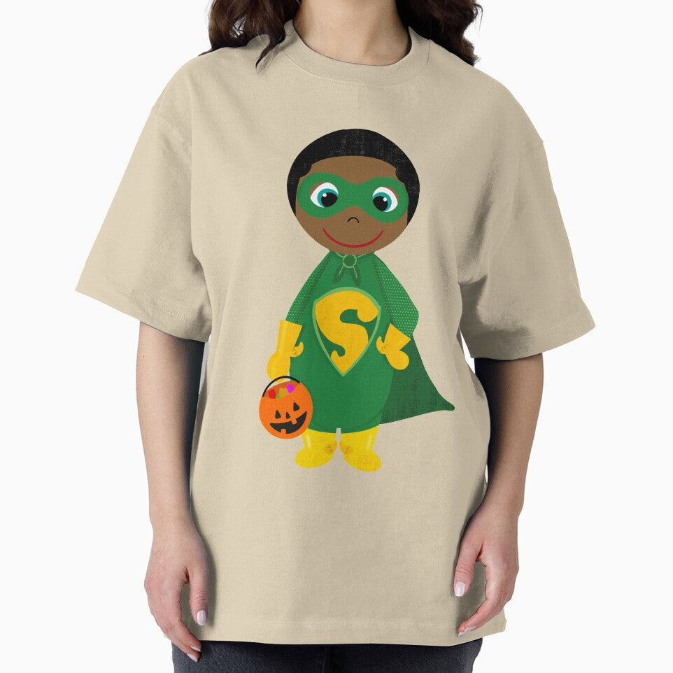 Superhero Boy Trick Treater Dark Skin Black Hair T-Shirts, Hoodie, Sweatshirt