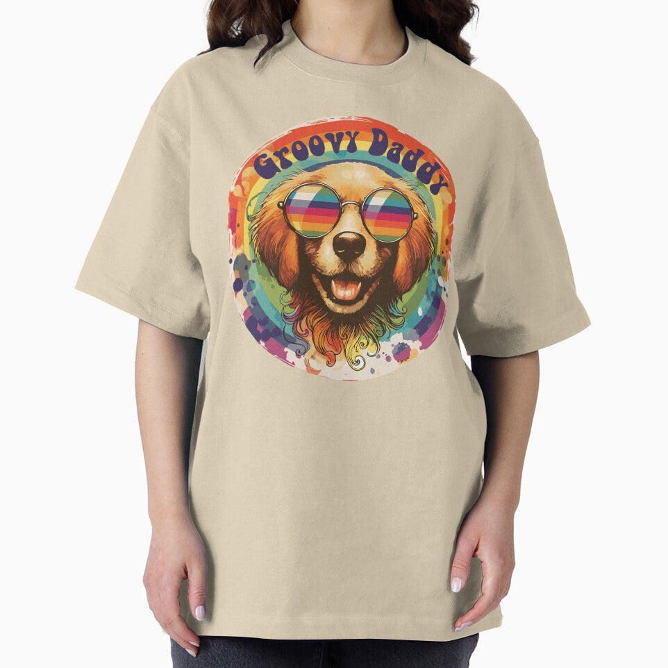 Groovy Daddy Dog with Rainbow by heartsake T-Shirts, Hoodie, Sweatshirt | BlankRebels.com (Image 2)