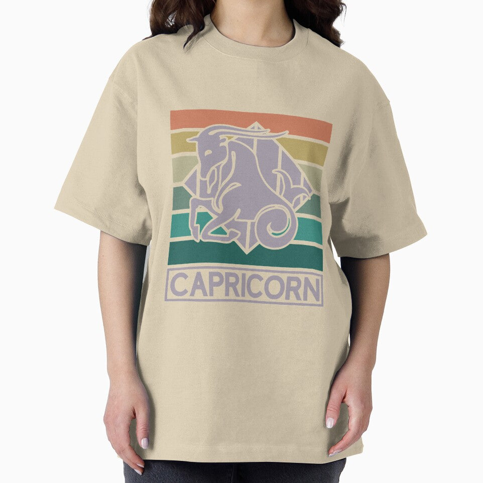 Capricorn Zodiac Symbol Rainbow Retro Style by Trinket-Trickster T-Shirts, Hoodie, Sweatshirt | BlankRebels.com (Image 2)