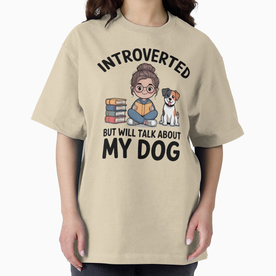 Introverted But Will Talk About My Dog Funny Dog Mom Book Lover T-Shirt by KomalArtStudio Hoodie, Sweatshirt (Image 2)