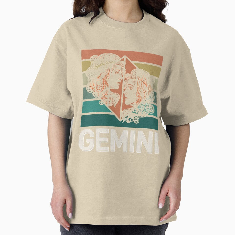 Gemini Zodiac Symbol Rainbow Retro Style by Trinket-Trickster T-Shirts, Hoodie, Sweatshirt | BlankRebels.com (Image 2)