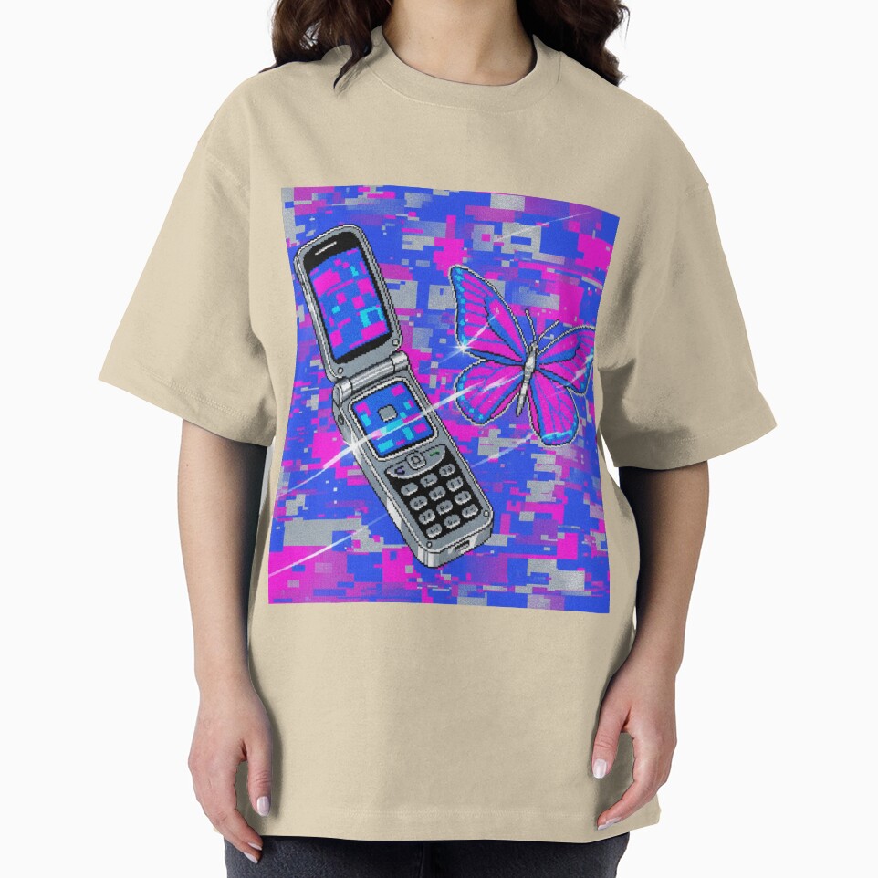 Y2K Butterfly Flip Phone - Cyber Glitch Art by ShoppingVillage T-Shirts, Hoodie, Sweatshirt | BlankRebels.com (Image 2)