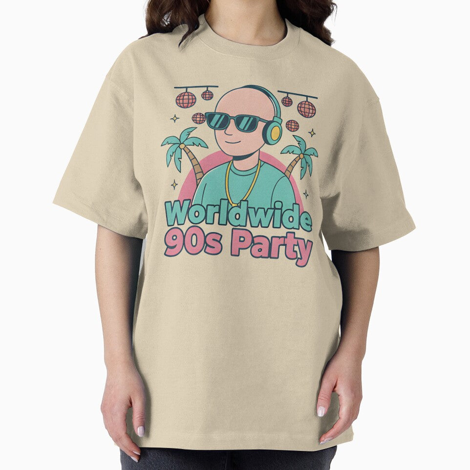 Worldwide 90s Party – Retro DJ Vaporwave Neon 90s Music Party Art T-Shirts, Hoodie, Sweatshirt