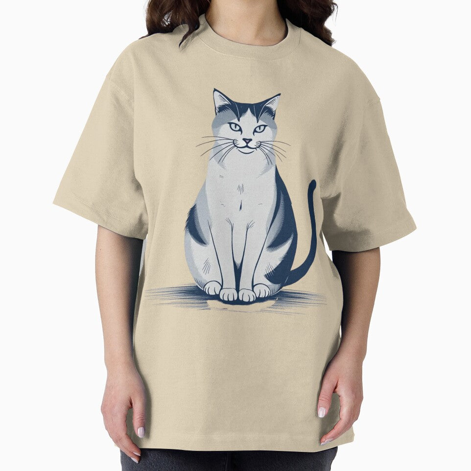 Charming Blue Cat T-Shirt & Hoodie - Cute Minimalist Design by Hasanify