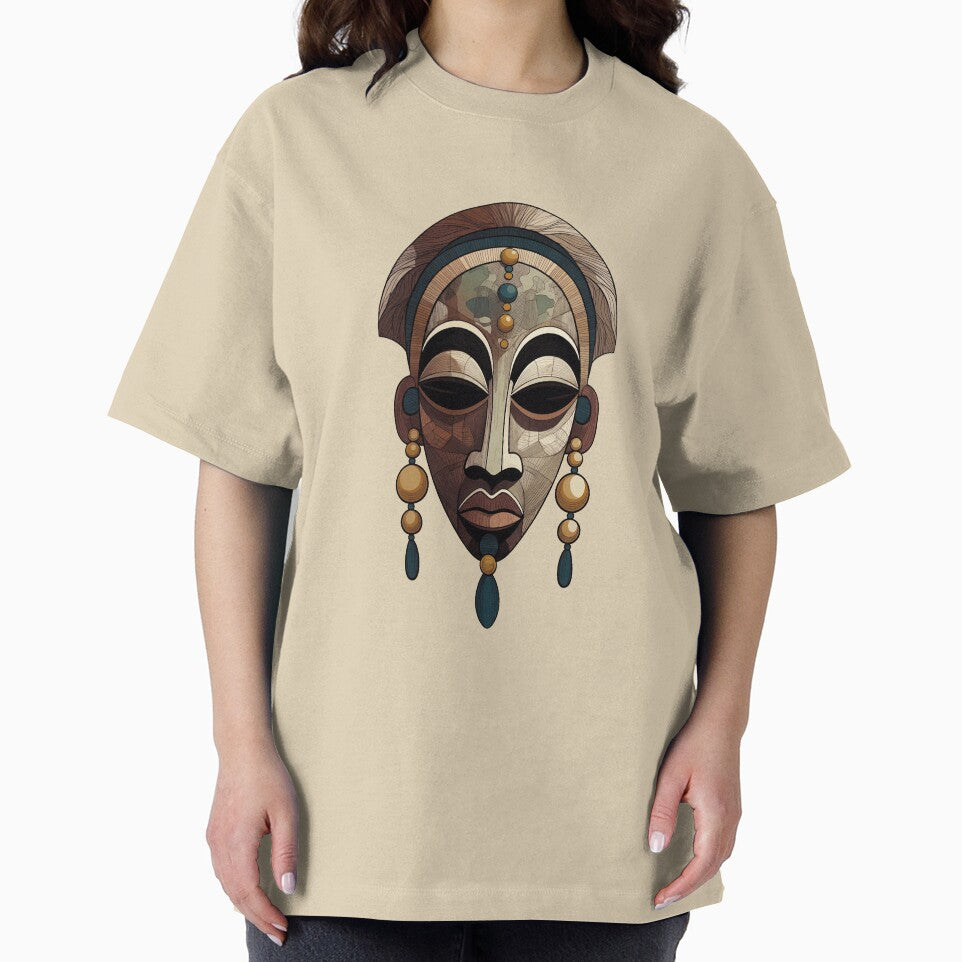 Earthy Boho African Tribal Mask – Beaded Adornment by PixelQ
