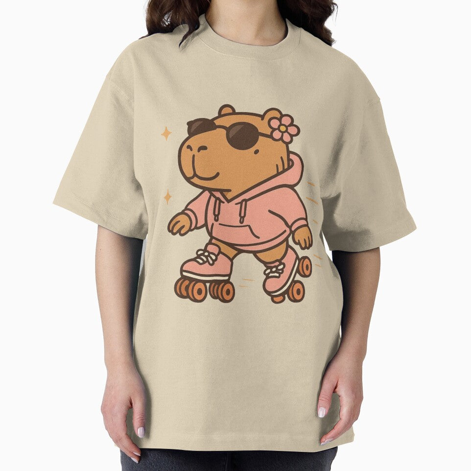 Slow Skater Capybara – Cute Roller Skates Illustration T-Shirts, Hoodie, Sweatshirt