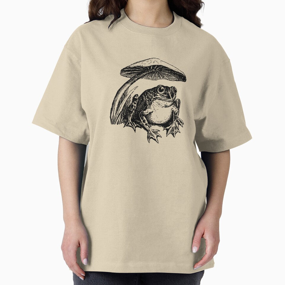 Vintage Cottagecore Frog: Sad Toad Sitting Under Mushroom, Emo Goblincore by MinistryOfFrogs T-Shirts, Hoodie,... (Image 2)