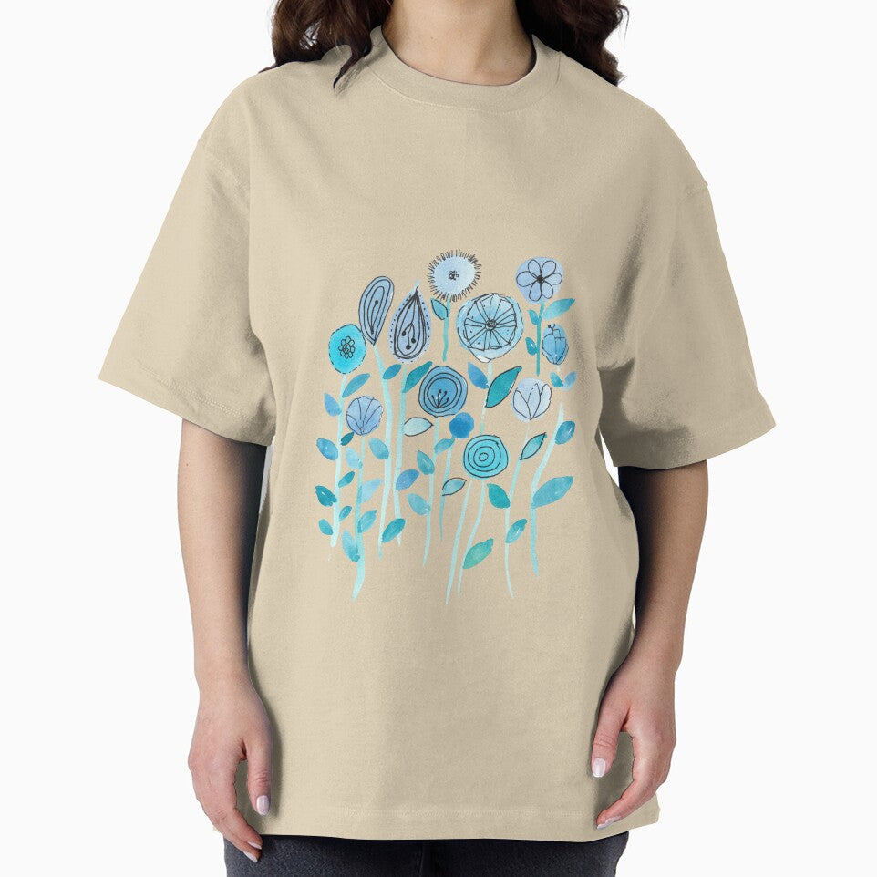 Hand drawing blue flowers watercolor painting pattern by Pacika T-Shirts, Hoodie, Sweatshirt | BlankRebels.com (Image 2)