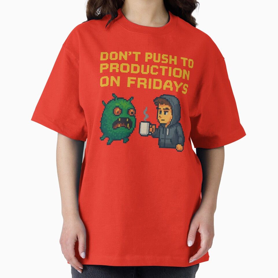 Don’t Push to Production on Fridays – Pixel Art Dev Warning by pixellifestyle T-Shirts, Hoodie, Sweatshirt (Image 2)