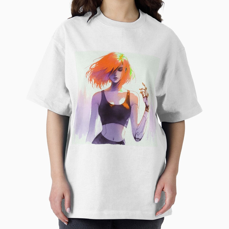 Cyberpunk Neon Android Girl Orange Hair T-Shirts, Hoodie, Sweatshirt
