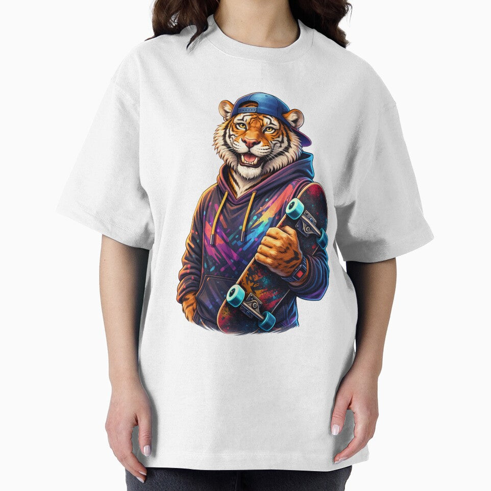 Street Skate Tiger with Skateboard – Urban Youth Streetwear Animal Art by ColorSplash123 T-Shirts, Hoodie,... (Image 2)