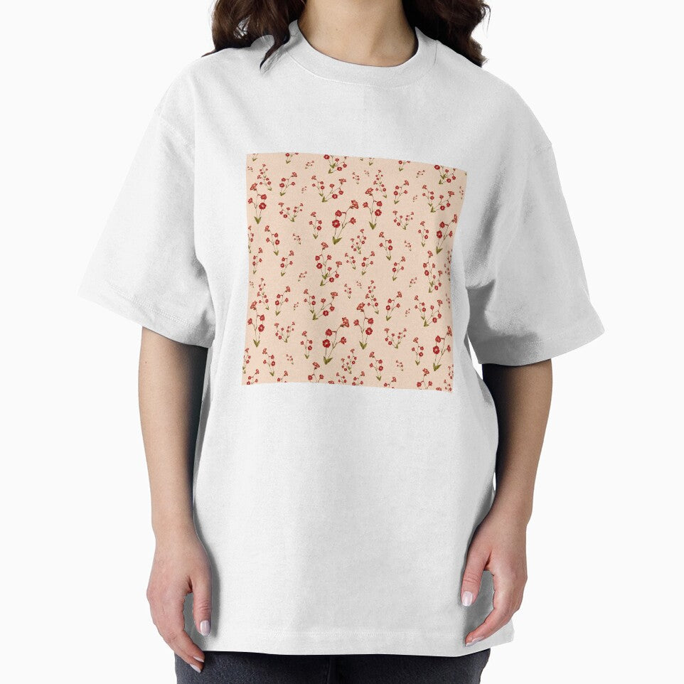 Flower red pattern a cute watercolor illustration pink by Yana Mustafina | Boho Soulful Designs