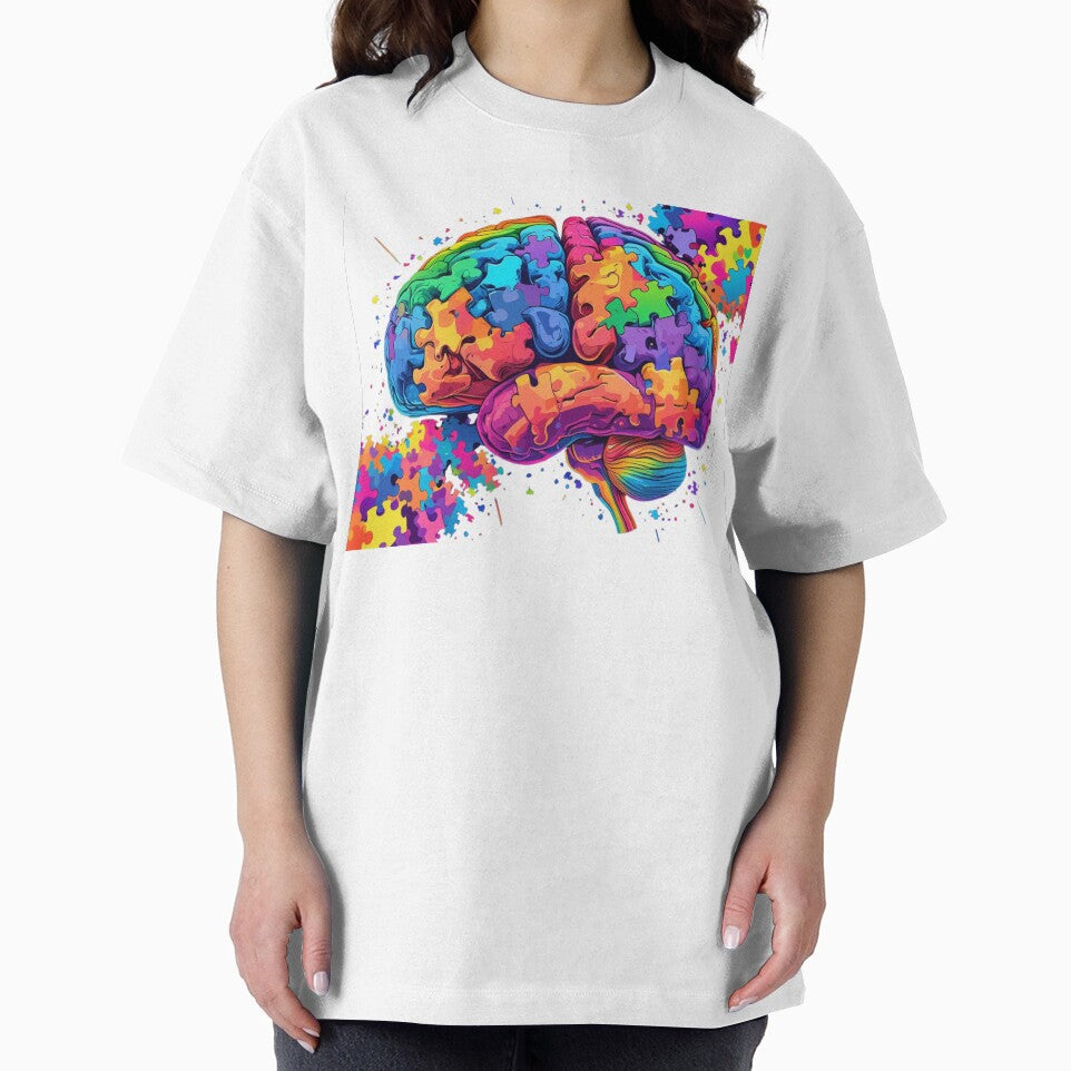 A colorful abstract brain illustration with rainbow fractals and puzzle-like shapes by Artshopprivate T-Shirts,... (Image 2)