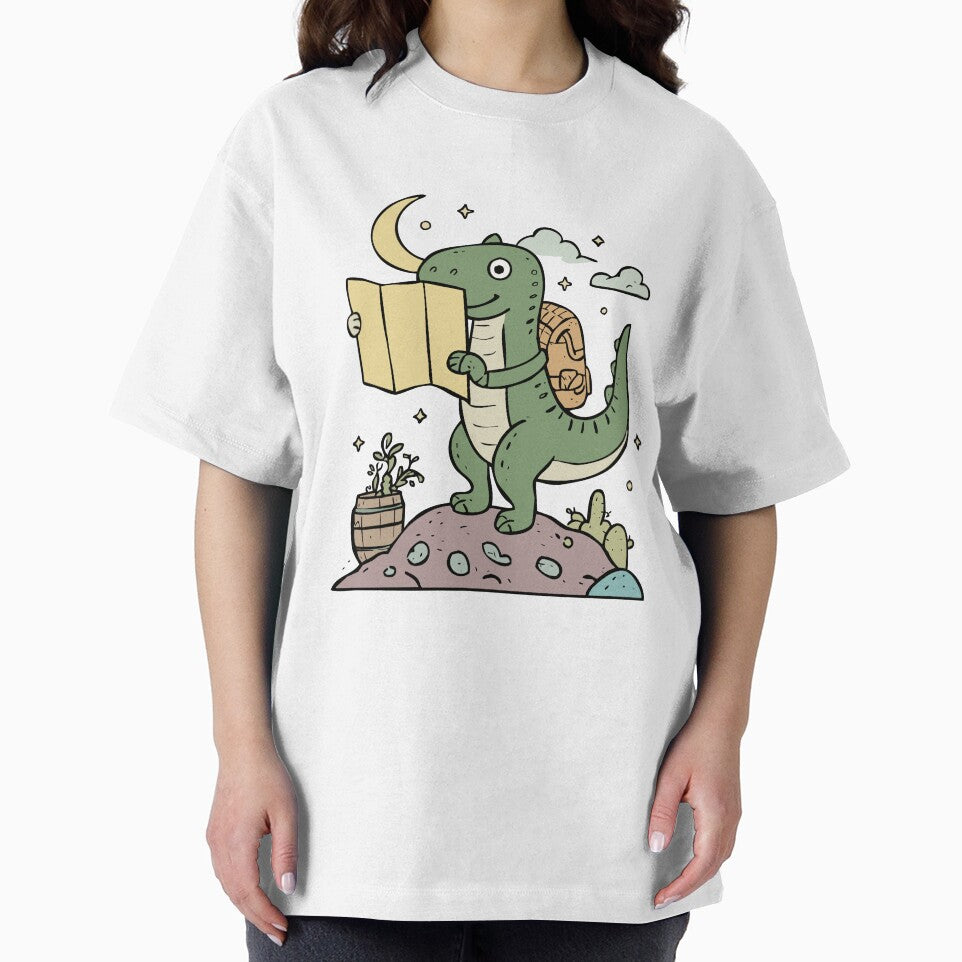 Explorer Dino – Cute Dinosaur Reading Map Night Adventure Art by MeeraArts&Crafts T-Shirts, Hoodie, Sweatshirt (Image 2)