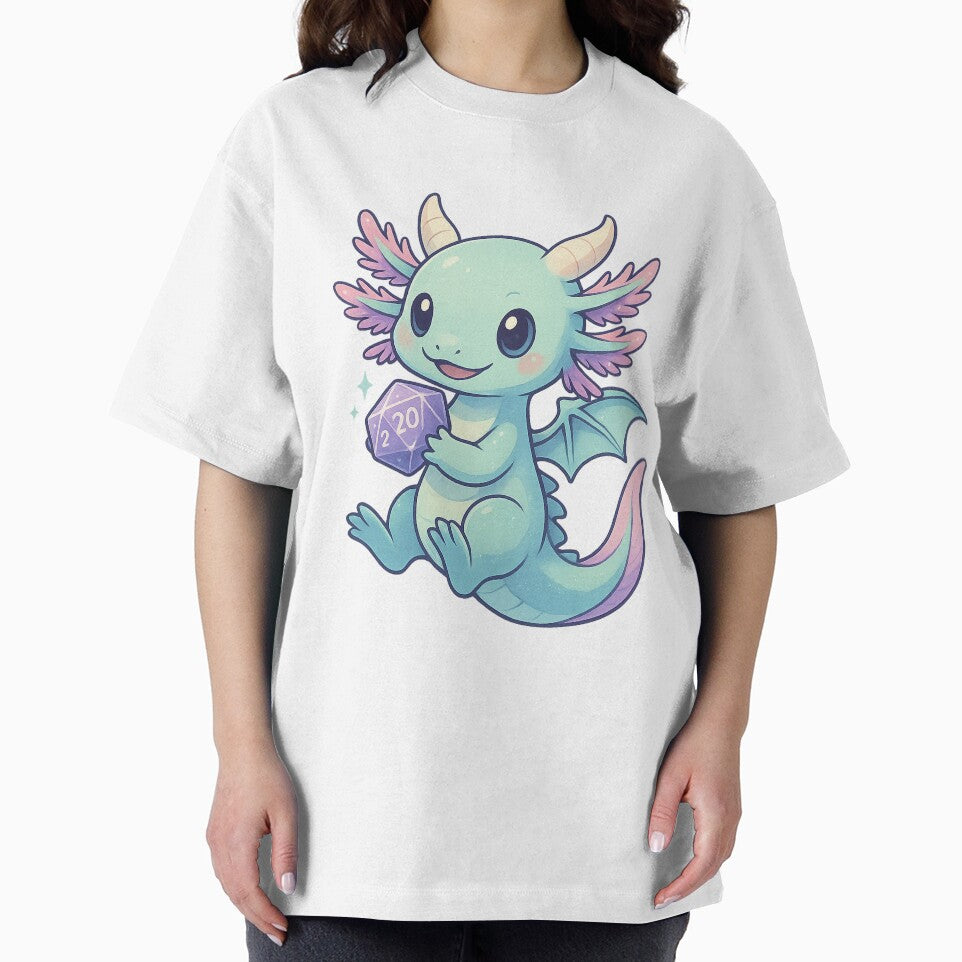 Axodragon Roll – Anime Axolotl Dragon with Glowing D20 by Drayans's Atelier T-Shirts, Hoodie, Sweatshirt (Image 2)