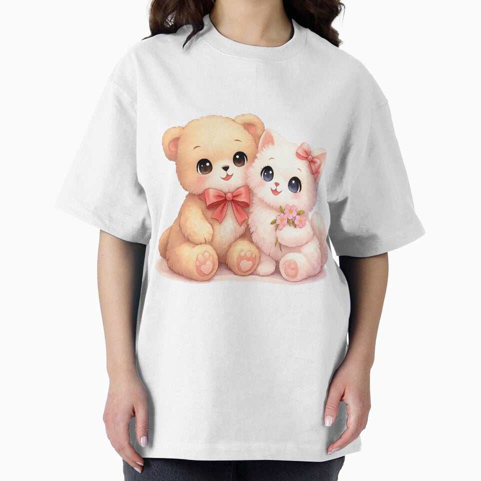 Classic Kawaii Love – Cute Bear & Kitten Couple by kimkosovo T-Shirts, Hoodie, Sweatshirt | BlankRebels.com (Image 2)