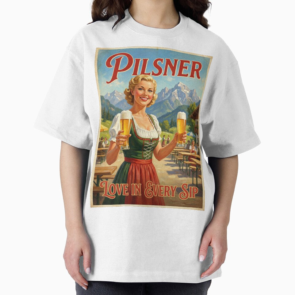 PILSNER LOVE IN EVERY SIP Vintage 1950s German Beer Garden Poster by Cozy-Old-Pub