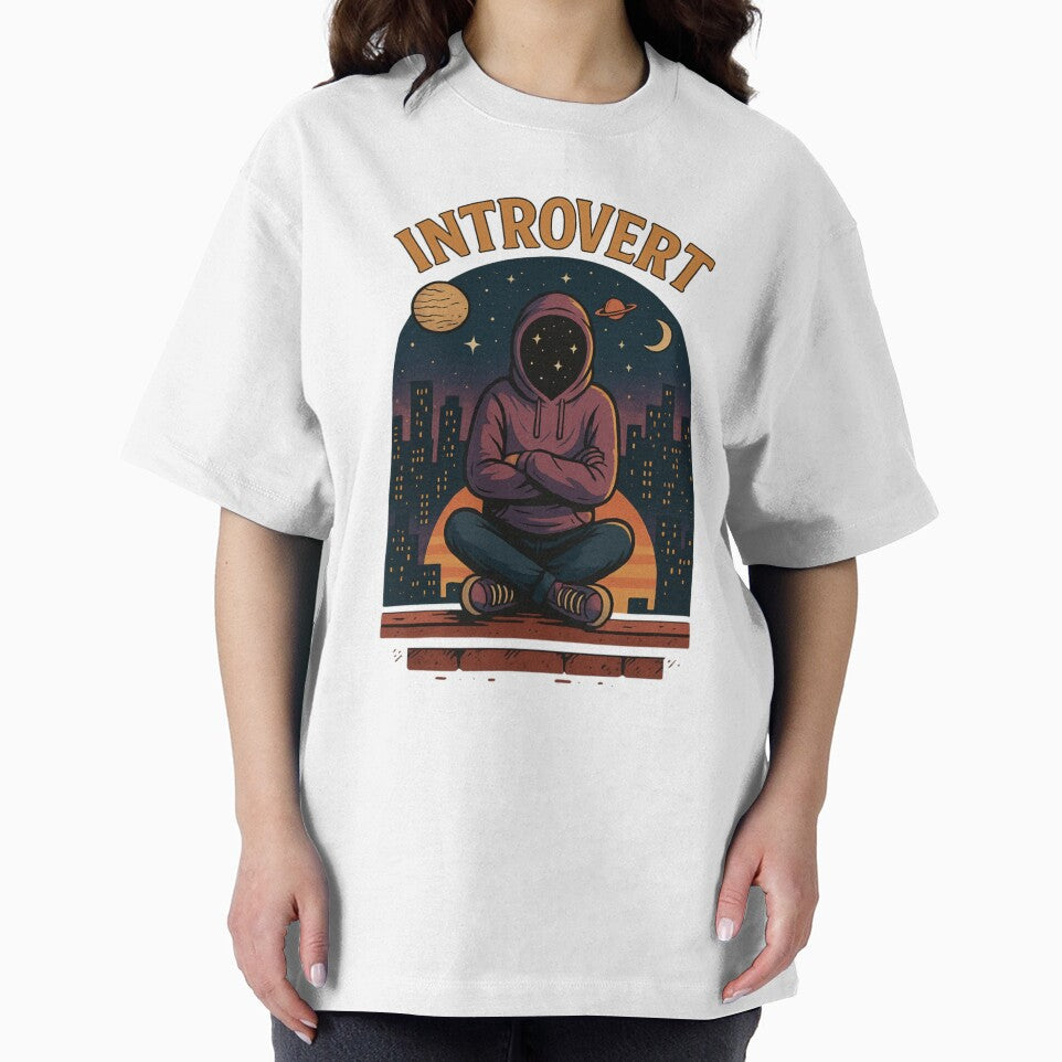 Introvert Universe- Cityscape Cosmic Reflection Tee by Starflux tees Hoodie, Sweatshirt | BlankRebels.com (Image 2)