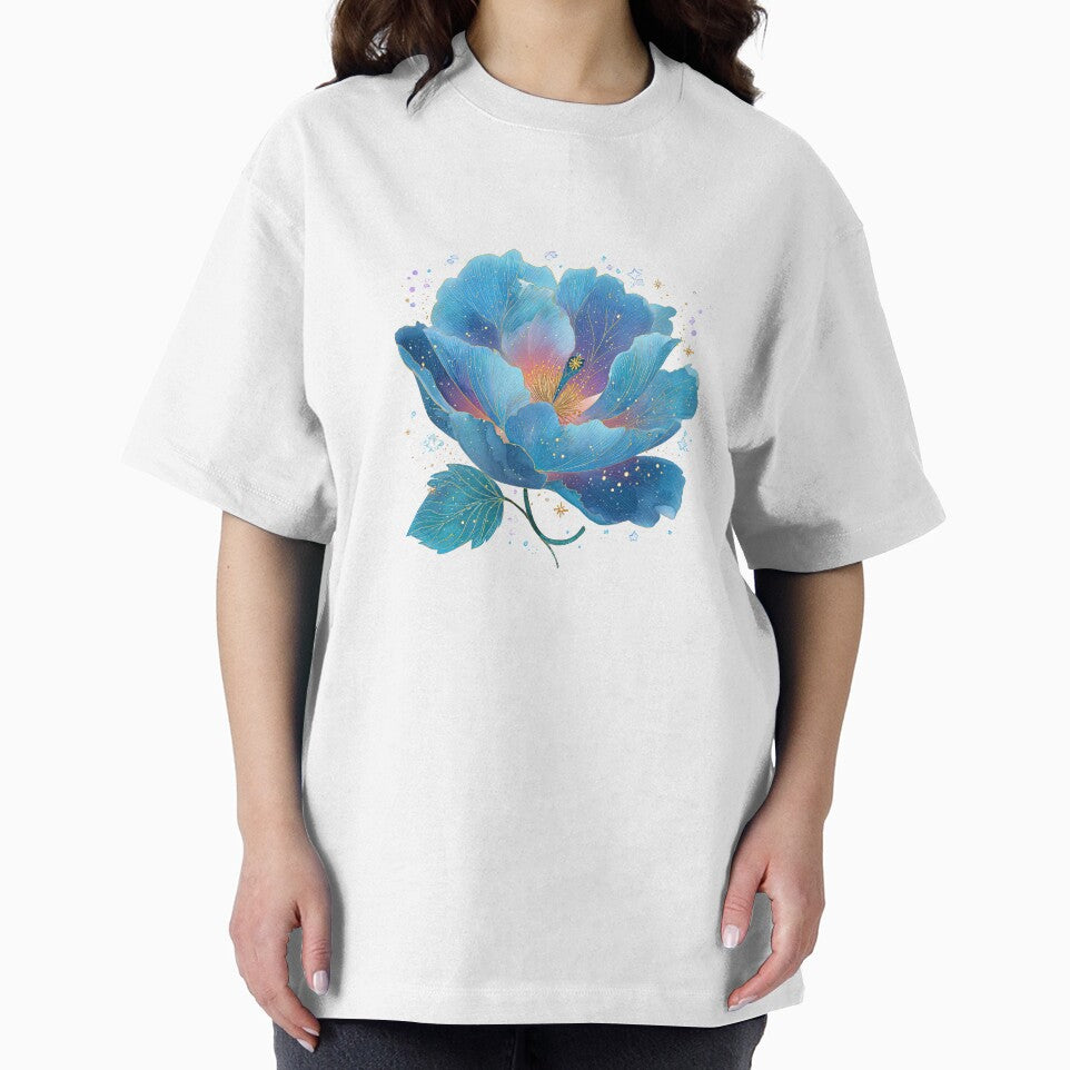 A blooming flower with soft blue petals and delicate gold glitter floating around it. Perfect for stickers,... (Image 2)