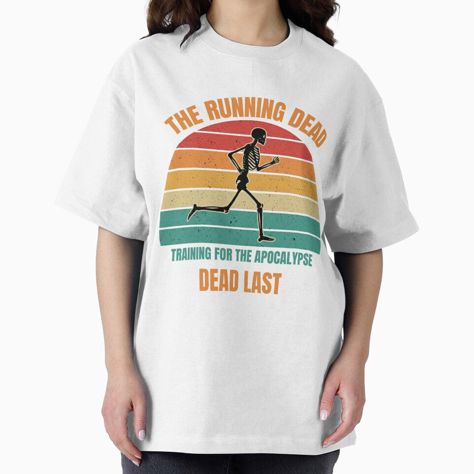 The Running Dead - Funny Skeleton Running Dad Retro Sunset by STARLIGHTS T-Shirts, Hoodie, Sweatshirt (Image 2)