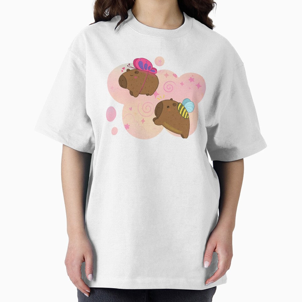 Cute Capybaras – Whimsical Flying Capybara Fantasy Print by Tattyarts T-Shirts, Hoodie, Sweatshirt (Image 2)