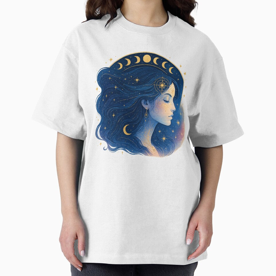 Celestial Moon Goddess - Mystical Astrology Art with Moon Phases & Stars by CreativeVisionsHub T-Shirts,... (Image 2)