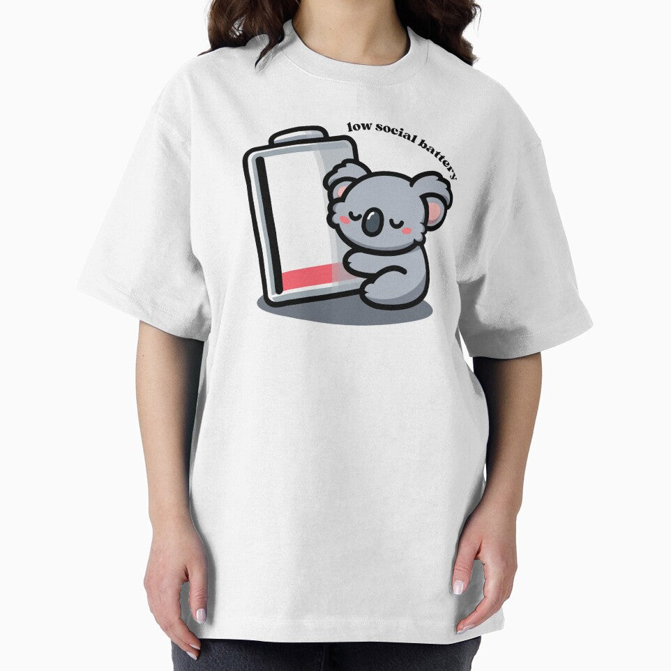 Low Social Battery | Cute Koala Hugging a Low Battery by Kimochi-Shop T-Shirts, Hoodie, Sweatshirt (Image 2)