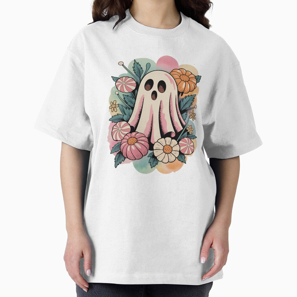 Floral Retro Candy Spirit Ghost Shirt Pastel Tattoo Watercolor Tee, Vintage Whimsical Halloween Inspired Unisex... (Image 2)