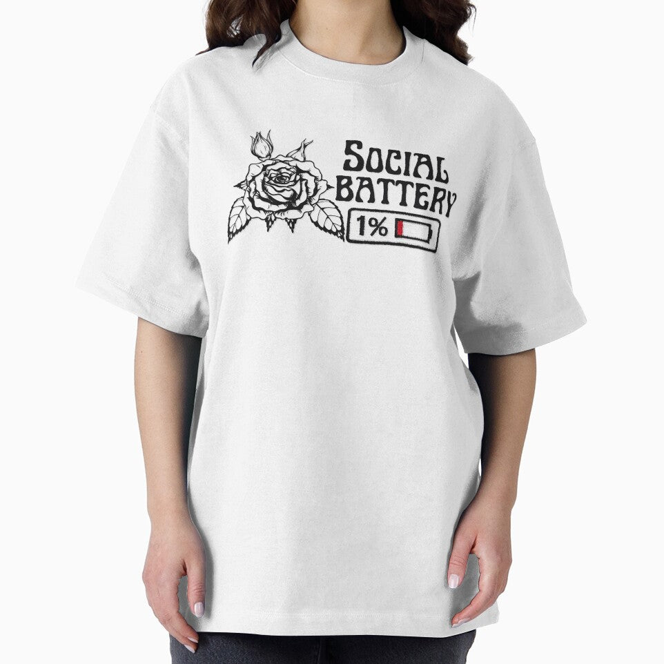 Social Battery 1% – Goth Rose & Dark Humor Sticker by ForgeCreativity T-Shirts, Hoodie, Sweatshirt (Image 2)