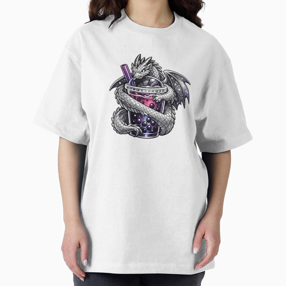 Silver Dragon Bubble Tea – Dragon Boba Tea Fantasy Illustration by Reminixi T-Shirts, Hoodie, Sweatshirt (Image 2)