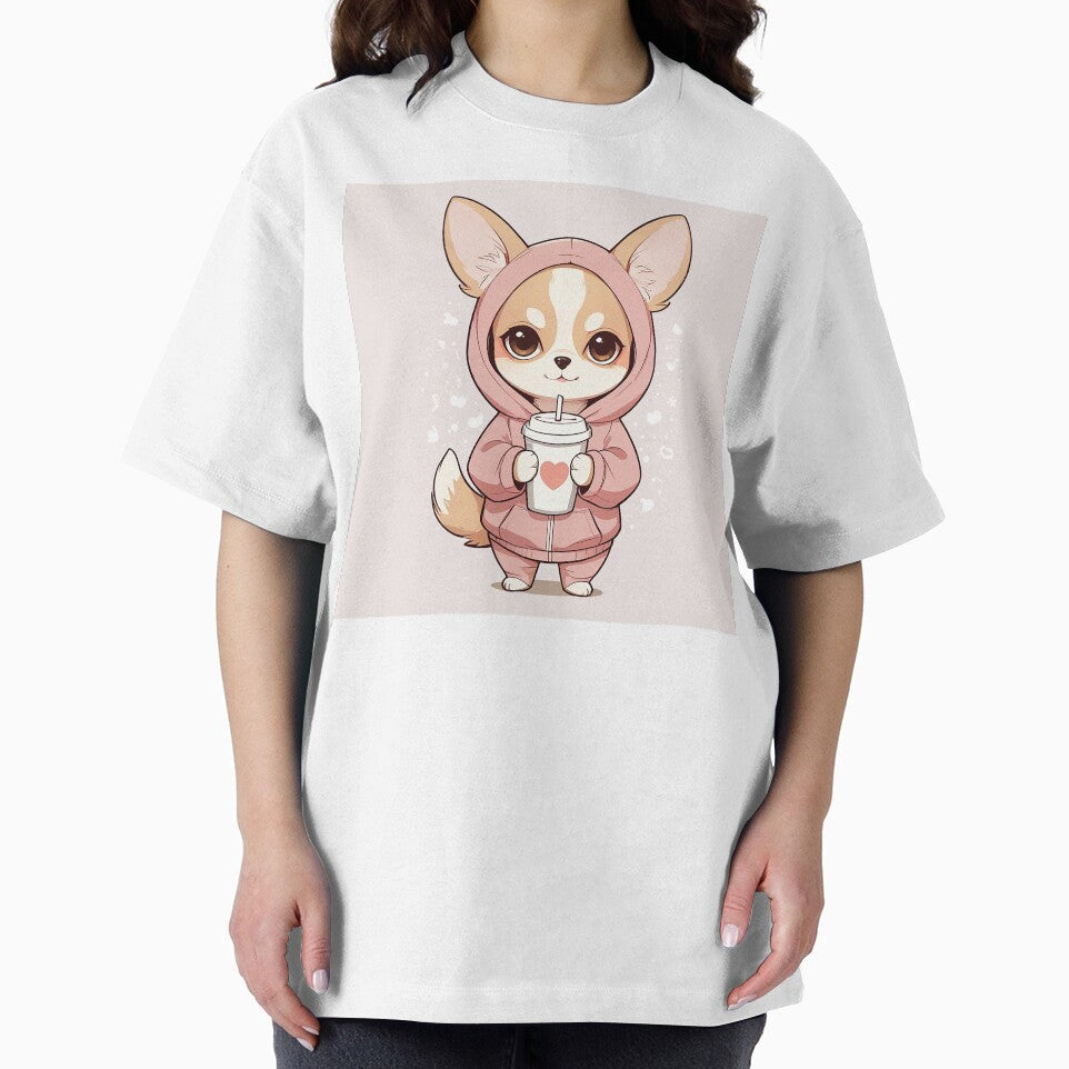 Kawaii Chihuahua with Coffee – Pastel Cartoon Dog in Hoodie by TheArtOfChaa T-Shirts, Sweatshirt | BlankRebels.com (Image 2)